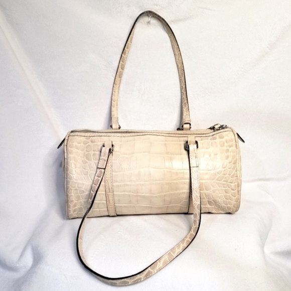 Dooney & Bourke Vintage Bone Croc Embossed Barrel Duffle Purse Bag - Picture 5 of 14